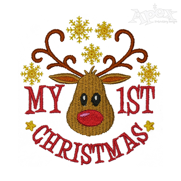 My First Christmas Reindeer Embroidery Design