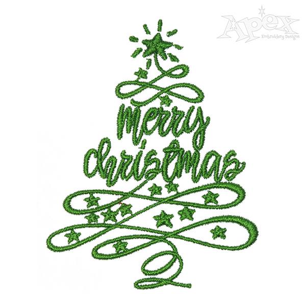 Merry Christmas Tree Embroidery Design
