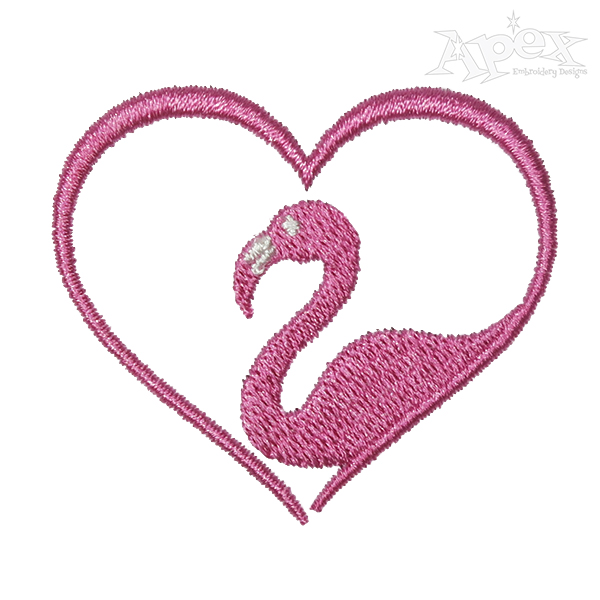 Flamingo Heart Embroidery Design