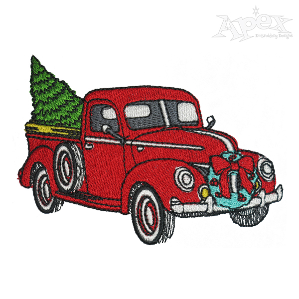 Christmas Vintage Truck Embroidery Design