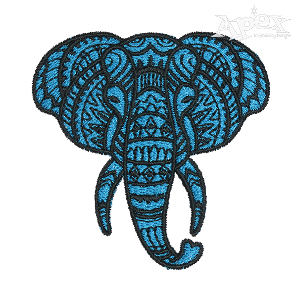 Mandala Elephant Embroidery Design