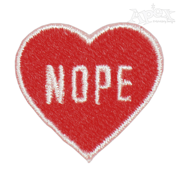 Nope Heart Embroidery Design