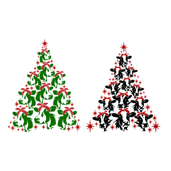 Cow Christmas Tree Cuttable Design