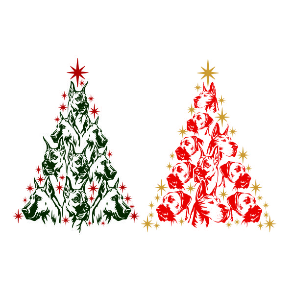 Great Dane Dog Christmas Tree Cuttable Design