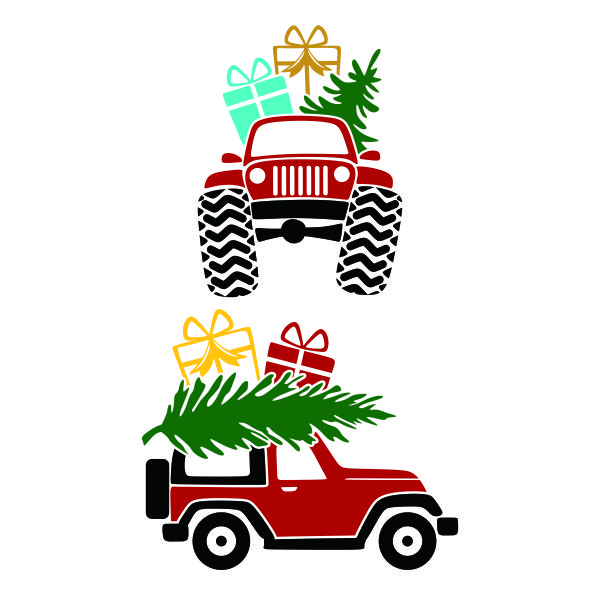 Christmas Jeep Car SVG Cuttable Design