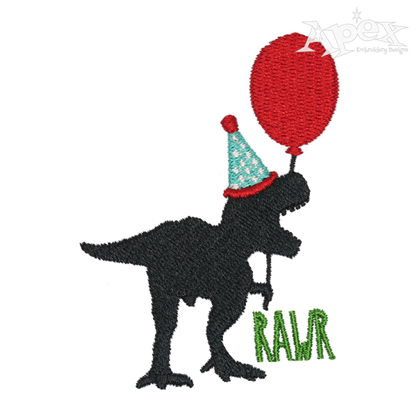 Birthday Dinosaur Embroidery Design