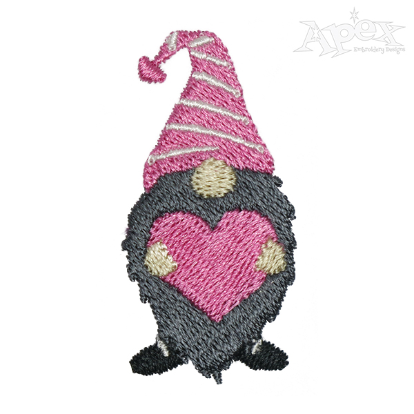 Valentine Gnome Embroidery Design