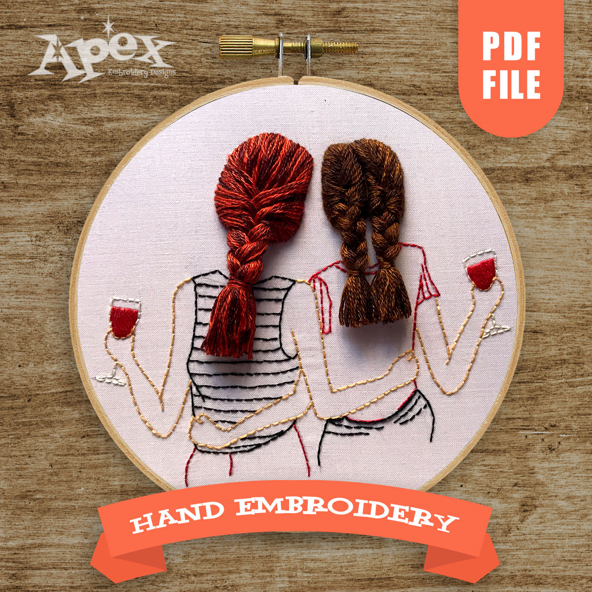 Girlfriends Sisters Hand Embroidery Pattern