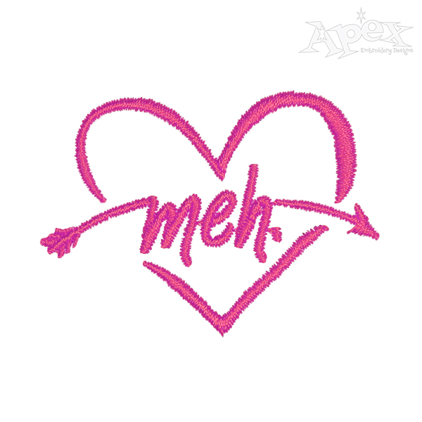 Meh Heart Embroidery Design