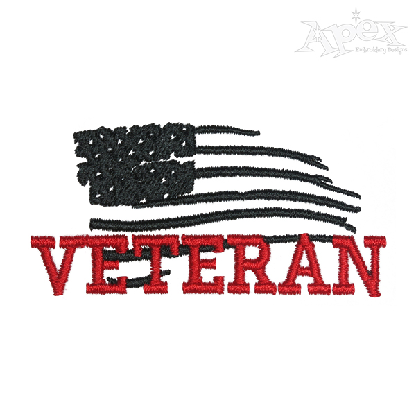 Veteran US Flag Embroidery Design