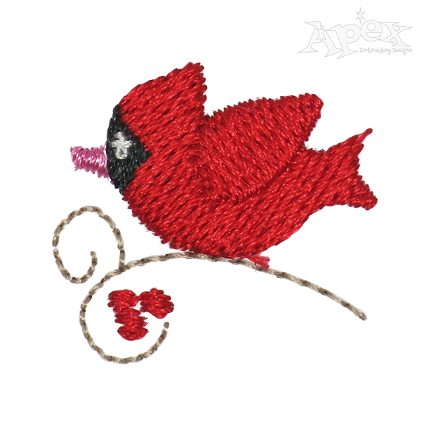 Tiny Cardinal Bird Embroidery Design