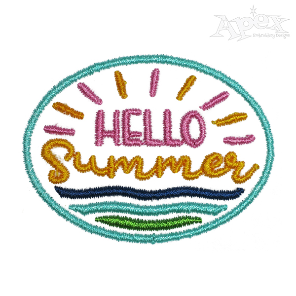 Hello Summer Embroidery Design
