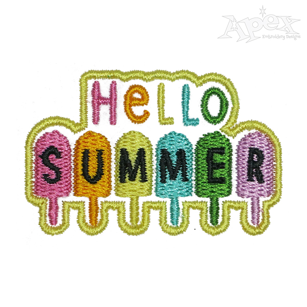 Hello Summer Ice Cream Bunting Embroidery Design