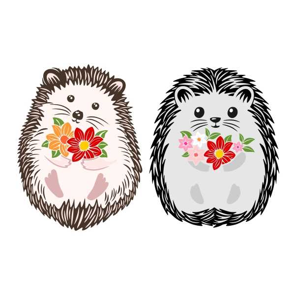 Cute Flowers Hedgehog Cuttable Design