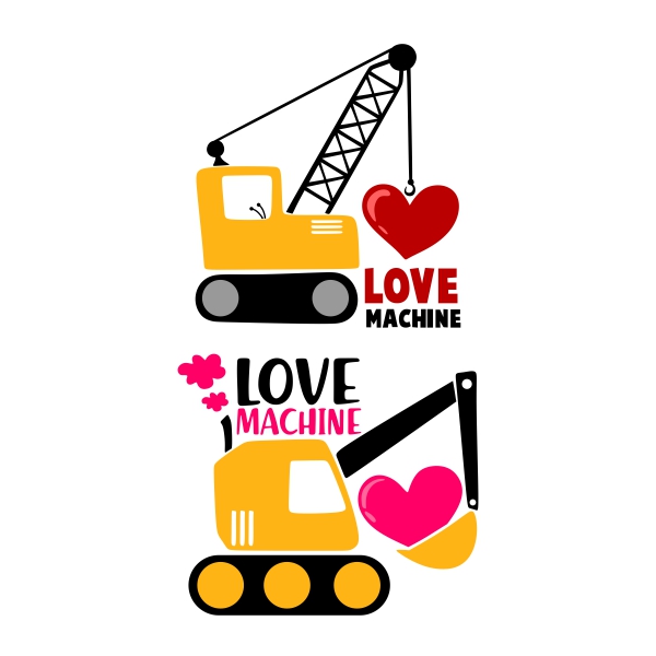 Love Machine Excavator Heart SVG Cuttable Design