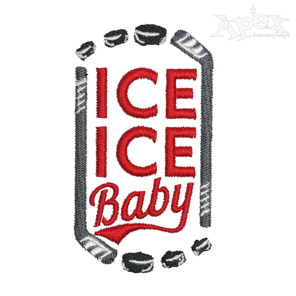 Ice Ice Baby Hockey Embroidery Design