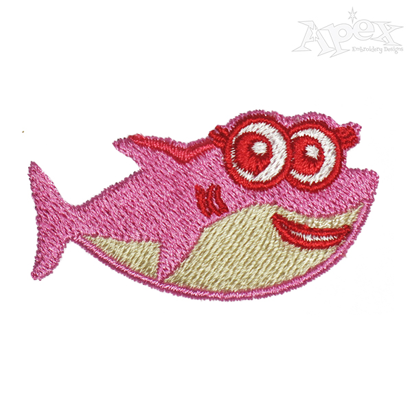 Cute Shark Embroidery Design