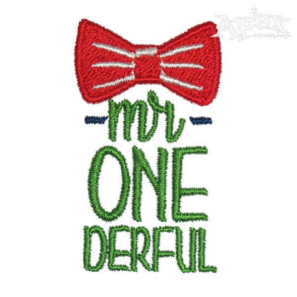 Mr Onederful Embroidery Design