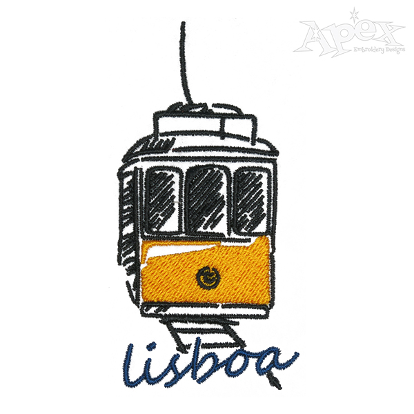 Lisbon Tram Embroidery Design