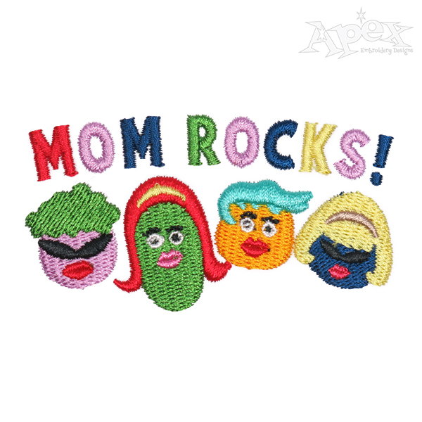 Mom Rocks Embroidery Design