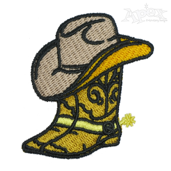 Cowboy Boot Hat Embroidery Design
