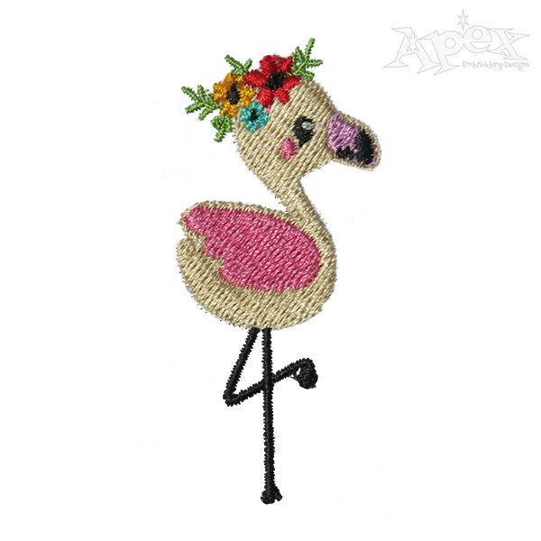 Lovely Flowers Flamingo Embroidery Design