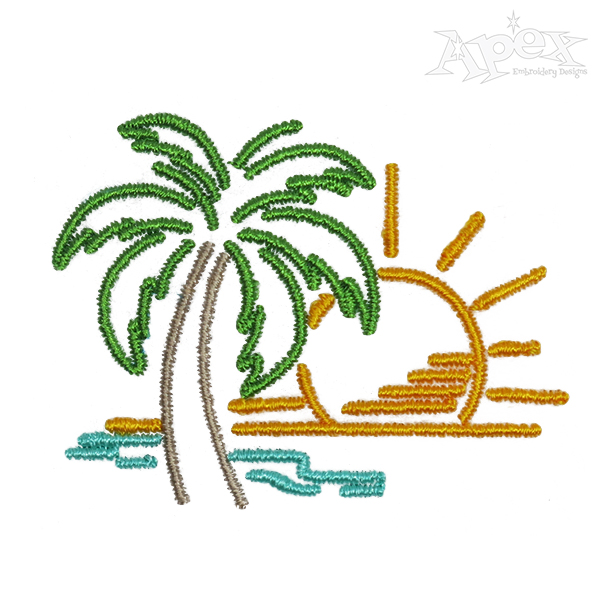 Palm Tree Line Embroidery Design