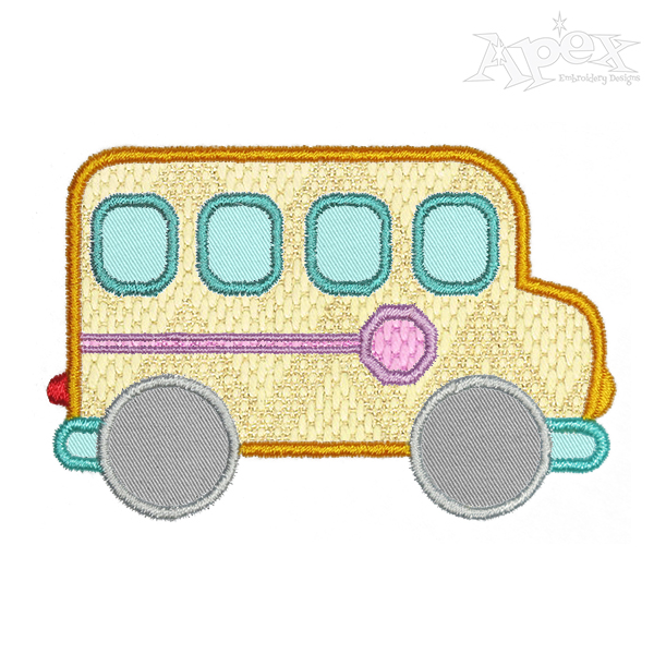 School Bus Applique Embroidery Design