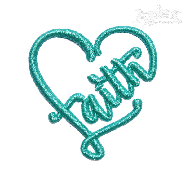 Faith Heart 3D Puff Embroidery Design