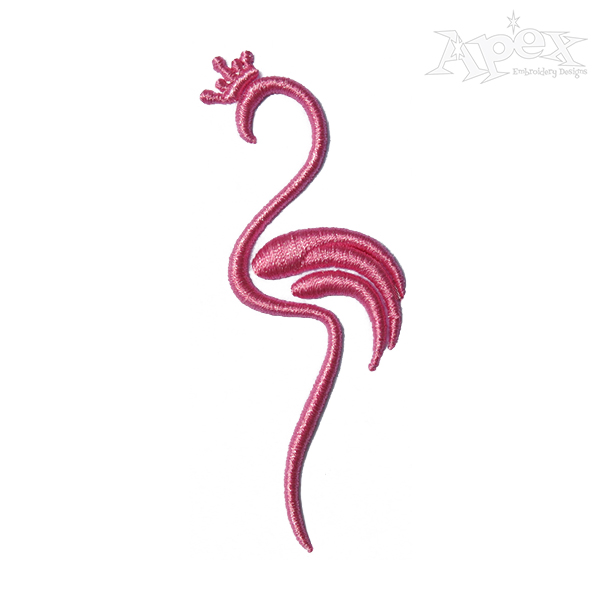 Crown Flamingo 3D Puff Embroidery Design