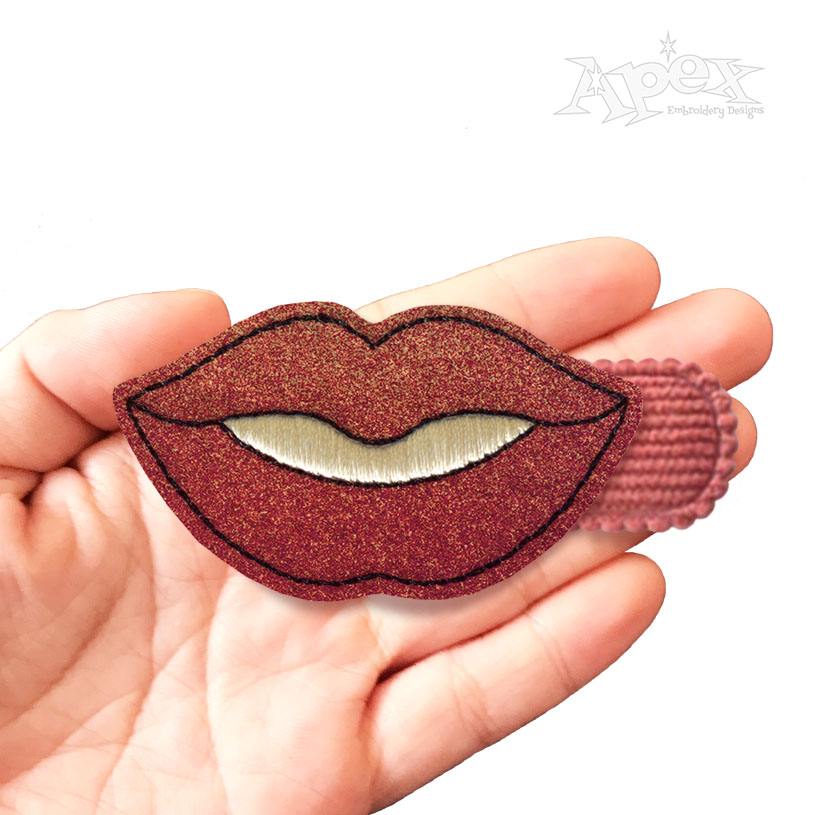Kissing Lips Feltie Embroidery Design