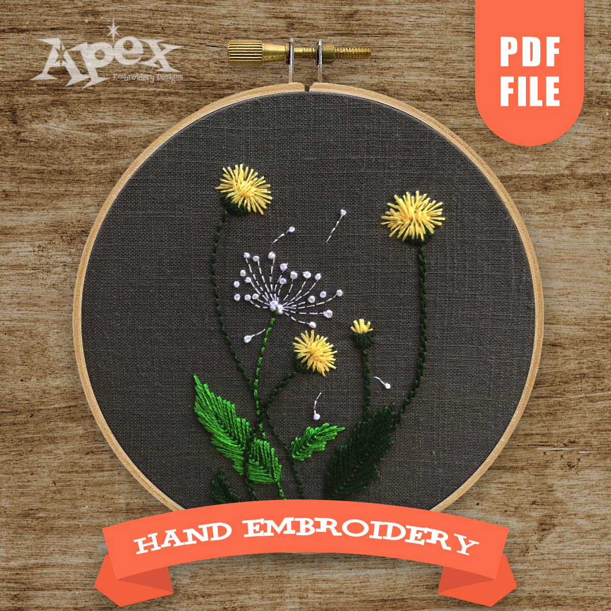 Flower Dandelion Hand Embroidery Pattern
