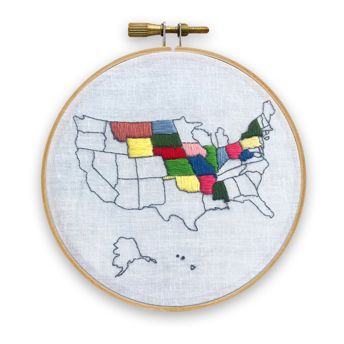 USA Map Hand Embroidery Pattern