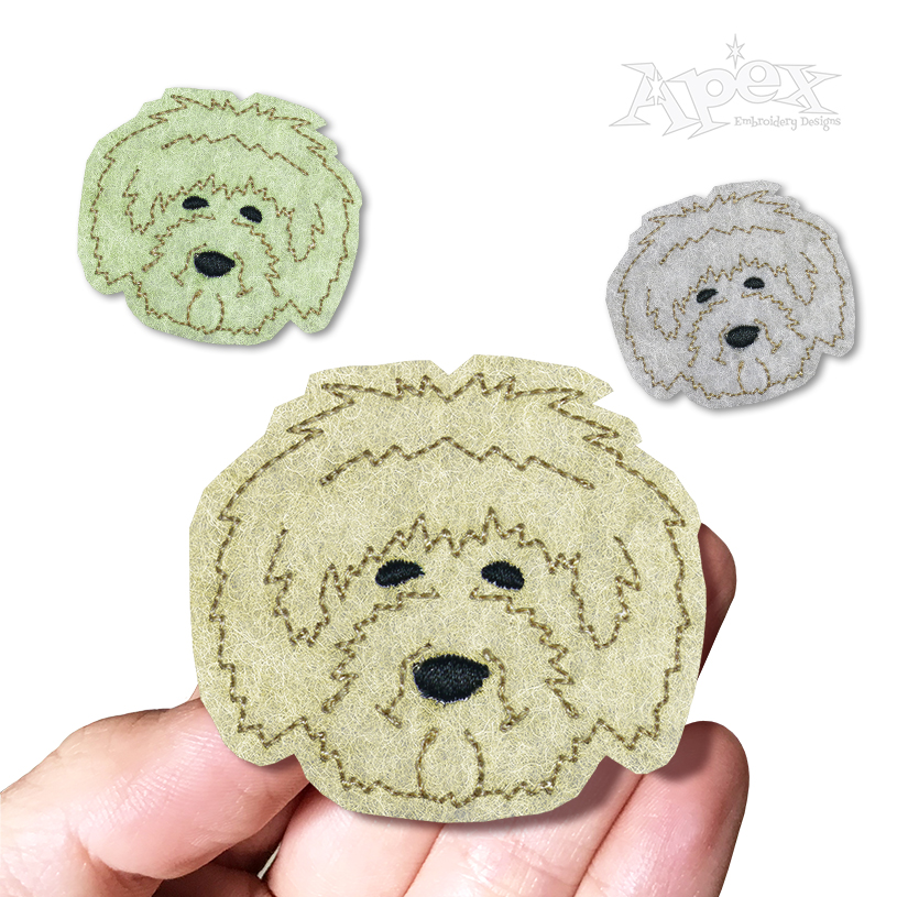 Labradoodle Dog Face Feltie Embroidery Design