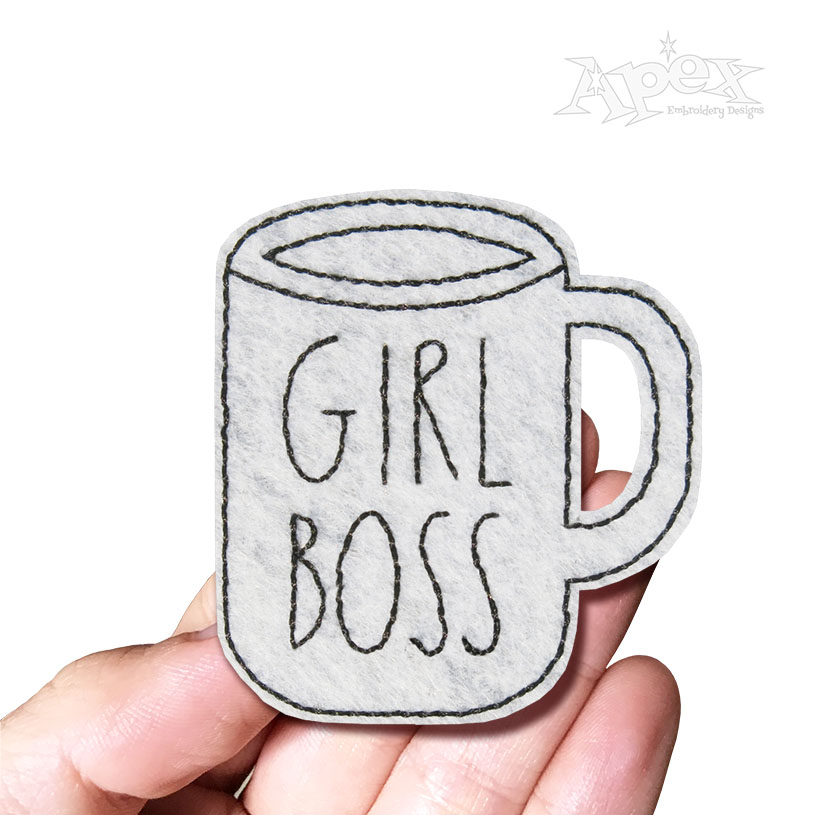 Girl Boss Mug Feltie ITH In-The-Hoop Embroidery Design