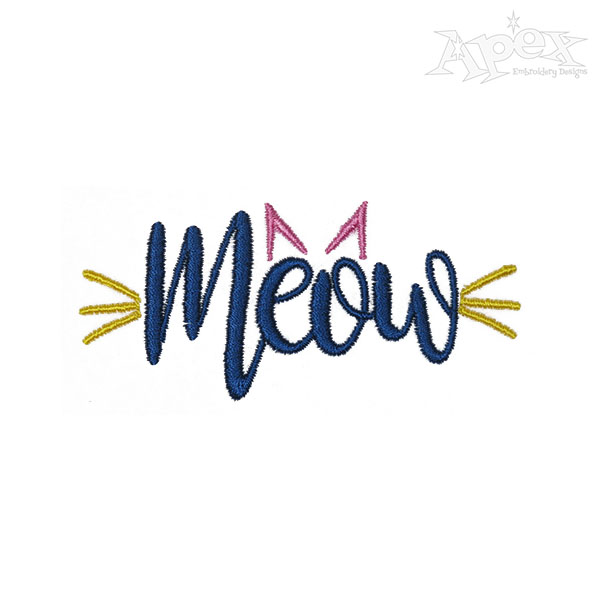 Meow Cat Embroidery Design