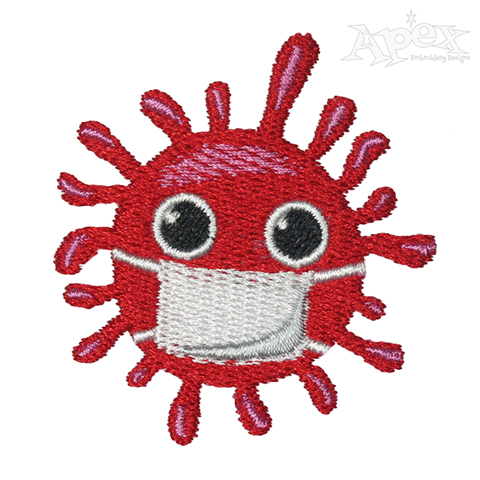 Virus wearing Mask Embroidery Design