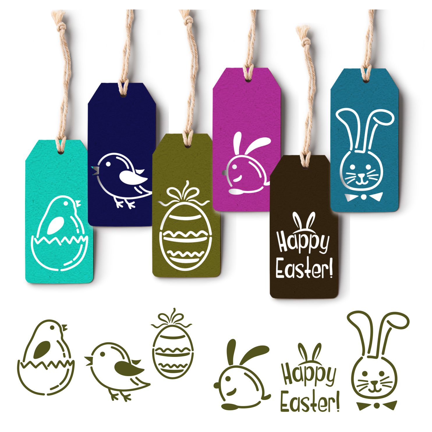 Easter Tag Pack Chick Egg Bunny SVG Cuttable Design