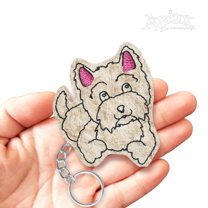 Westie Dog Puppy Feltie ITH Embroidery Design