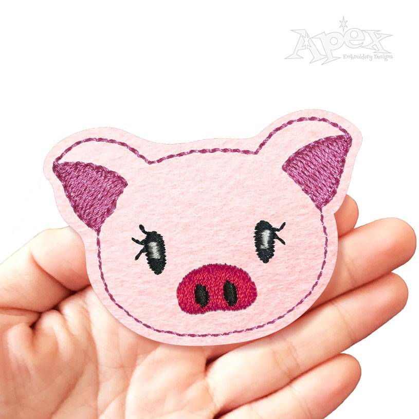 Cute Pig Face Feltie ITH In-The-Hoop Embroidery Design