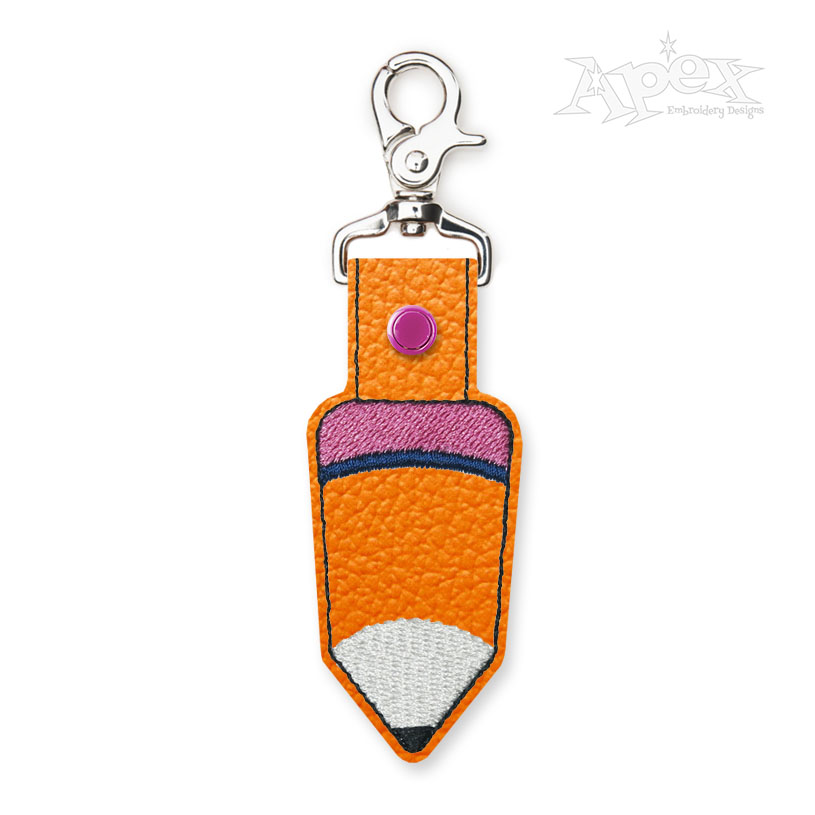 Pencil Keychain Key Fob ITH In-The-Hoop Embroidery Design