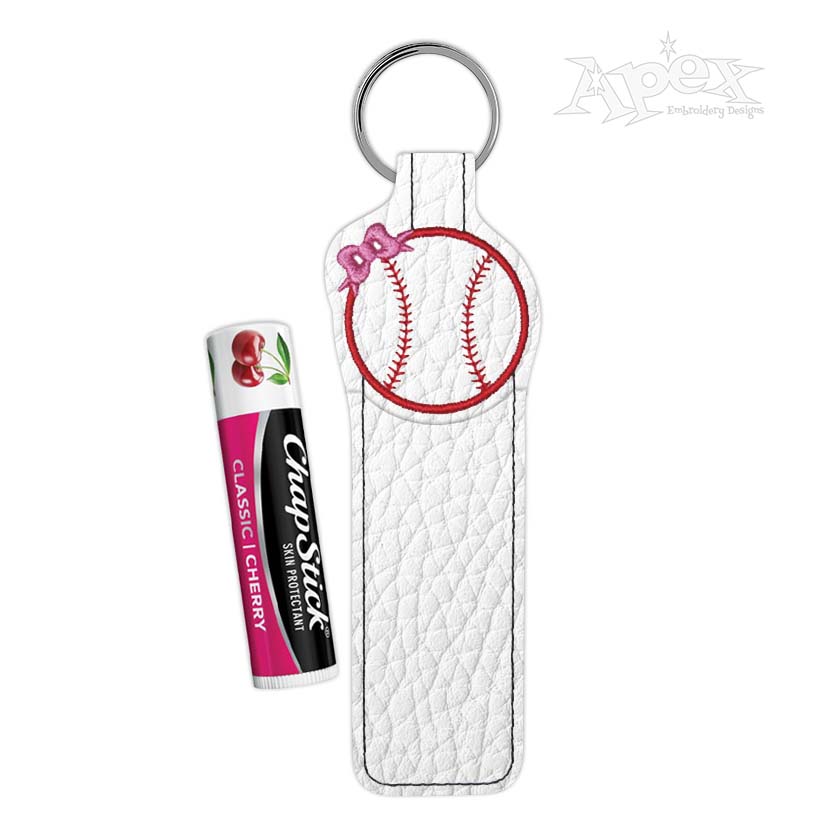 Baseball Bow Lipstick Holder ITH Embroidery Design