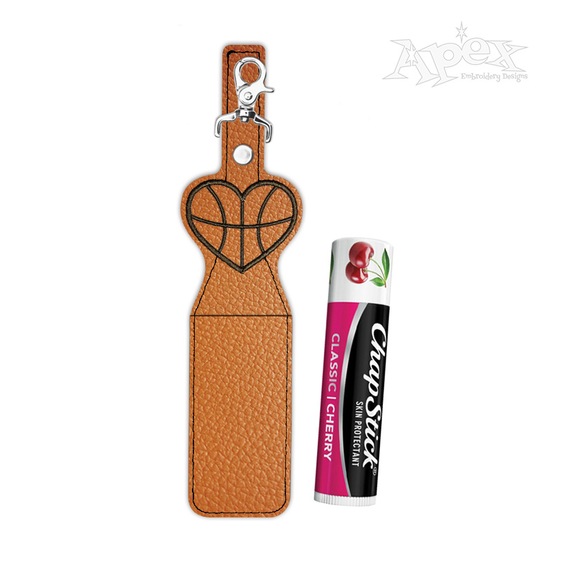 Basketball Heart Lipstick Holder Keychain ITH Embroidery Design