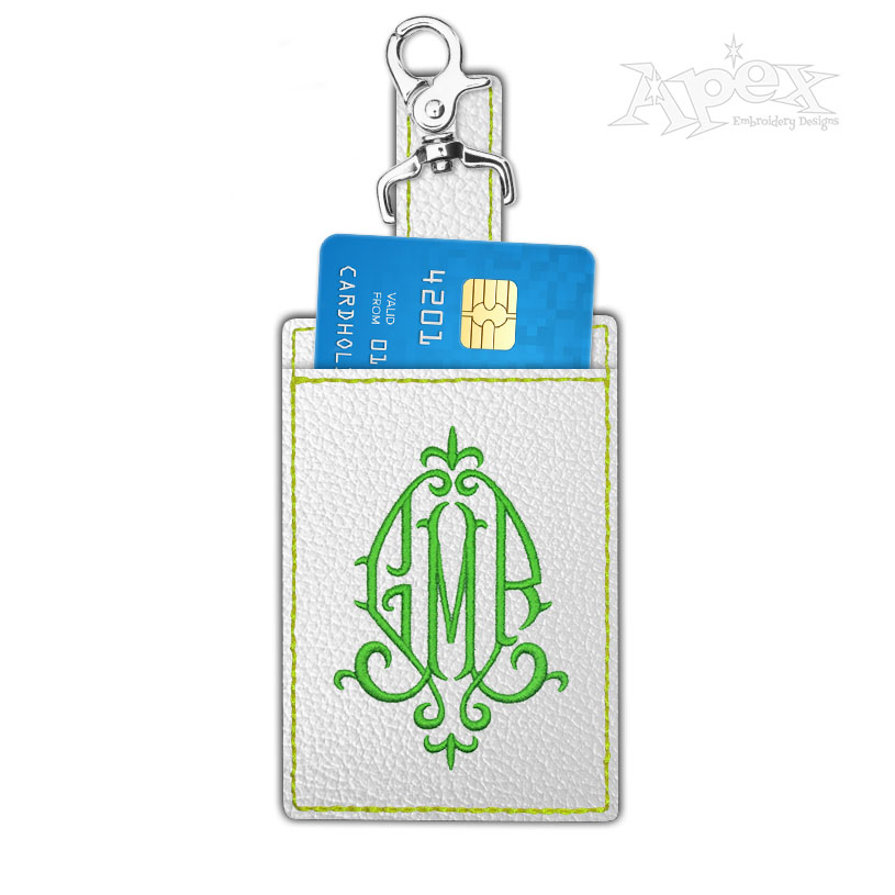 Card Holder Key Fob Keychain In the Hoop ITH Embroidery Design