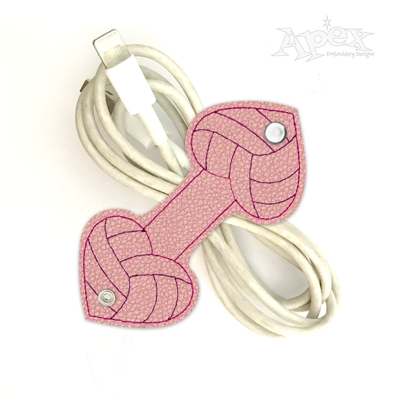 Volleyball Heart Cord Wrapper ITH Embroidery Design