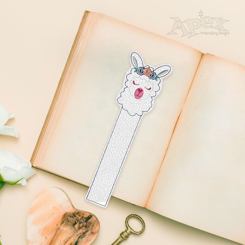 Llama Bookmark ITH Embroidery Design