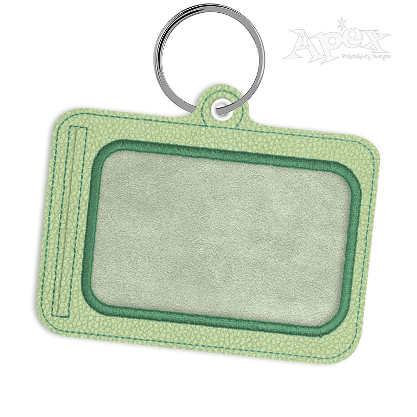Horizontal ID Tag Key Fob In the Hoop Embroidery Design