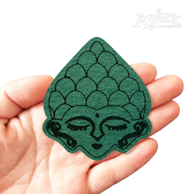 Buddha Head Feltie ITH Embroidery Design