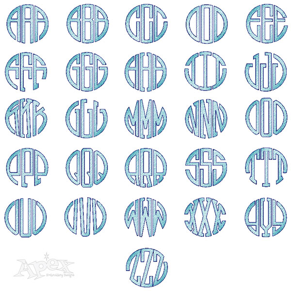 Raleigh Gradient Sketch Monogram Embroidery Font