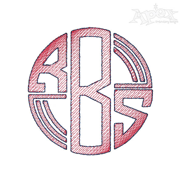 Round Lined Circle Gradient Sketch Monogram Embroidery Font
